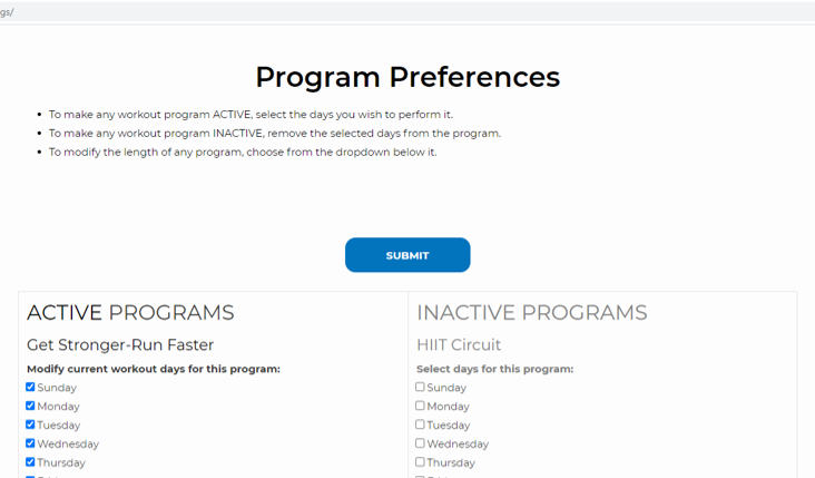 Program Preferences